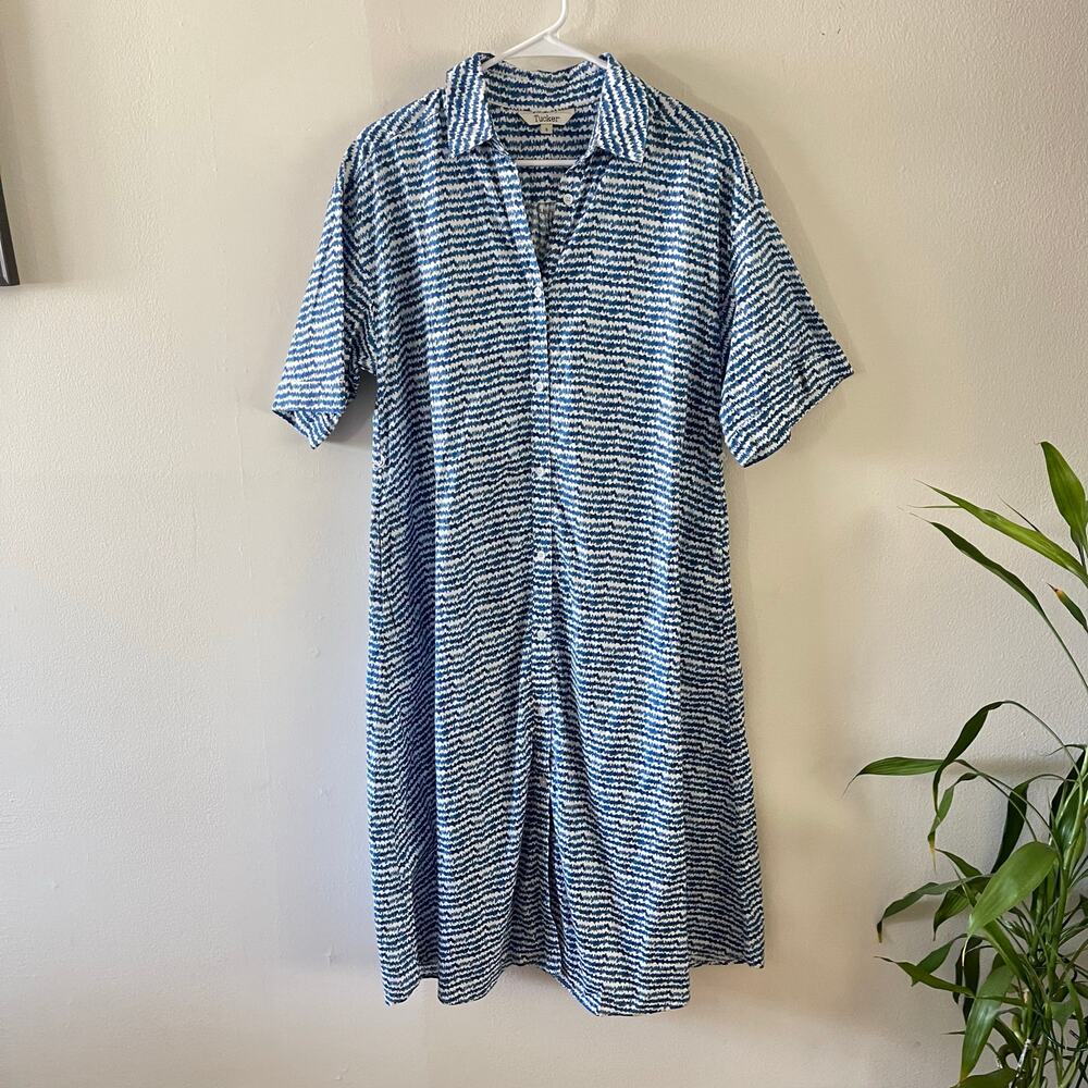 Tucker NYC Safari Shirt Dress Womens Small Cobalt Blue Utility Button Up No Belt
